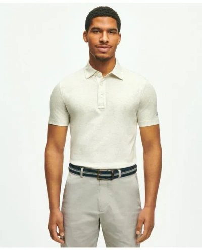 Brooks Brothers Performance Series Supima Cotton Jersey Polo Shirt | Cream Heather | Size Small