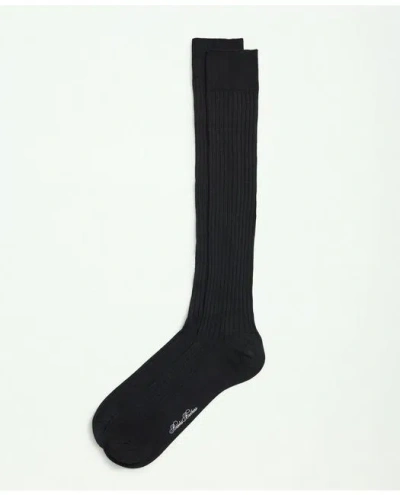 Brooks Brothers Pima Cotton Blend Over-the-calf Socks In Black