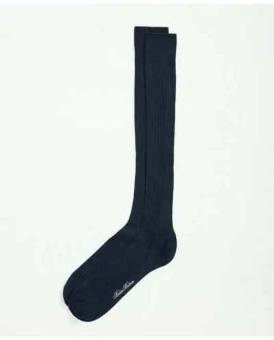 Brooks Brothers Pima Cotton Blend Over-the-calf Socks In Navy