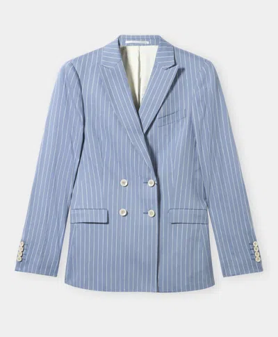 Brooks Brothers Pinstripe Linen Blend Double-breasted Blazer