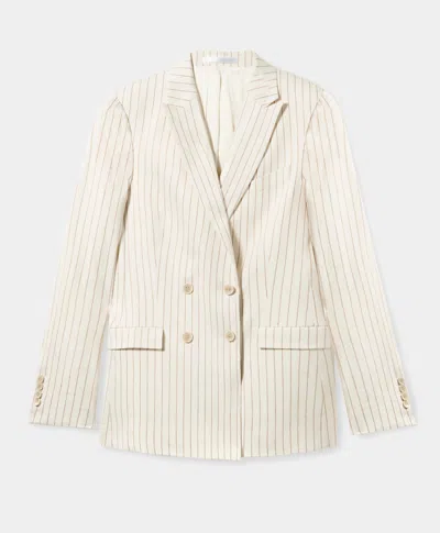 Brooks Brothers Pinstripe Linen Blend Double-breasted Blazer