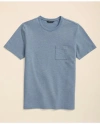 Brooks Brothers Pique T-shirt In Garment-washed Supima Cotton In Light Blue