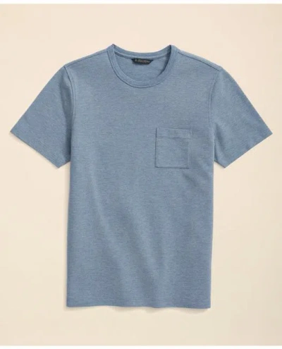 Brooks Brothers Pique T-shirt In Garment-washed Supima Cotton In Light Blue