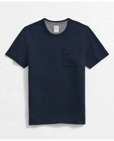 Brooks Brothers Pique T-shirt In Garment-washed Supima Cotton In Navy