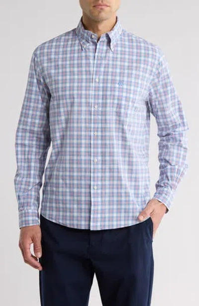 Brooks Brothers Plaid Cotton Button-down Shirt In Salmon Blue Tartan