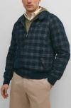 Brooks Brothers Plaid Cotton Corduroy Bomber Jacket In Blue