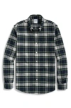 Brooks Brothers Plaid Cotton Flannel Button-down Sport Shirt In White Green Tartan