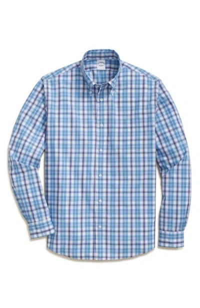 Brooks Brothers Plaid Cotton Oxford Cloth Button-down Shirt In Ultramarinepld