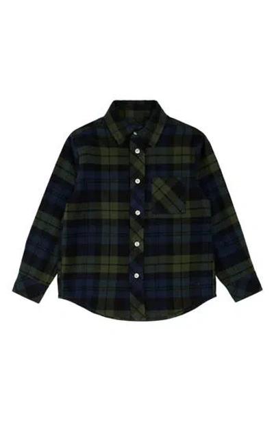 Brooks Brothers Kids'  Plaid Long Sleeve Cotton Button-up Shirt In Blue