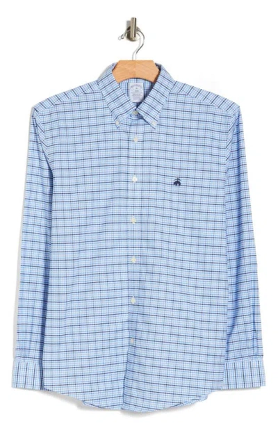 Brooks Brothers Plaid Regular Fit Oxford Button-down Shirt In Blue