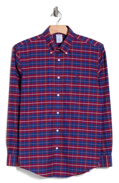 Brooks Brothers Plaid Regular Fit Oxford Button-down Shirt In Red/blue Plaid