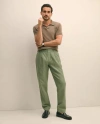 Brooks Brothers Pleat-front Linen Cotton Pants In Green