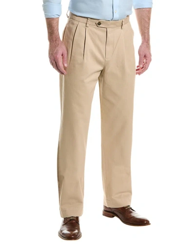 Brooks Brothers Pleated Chino In Beige