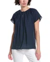 Brooks Brothers Dot Print Cap Sleeve Top In Blue