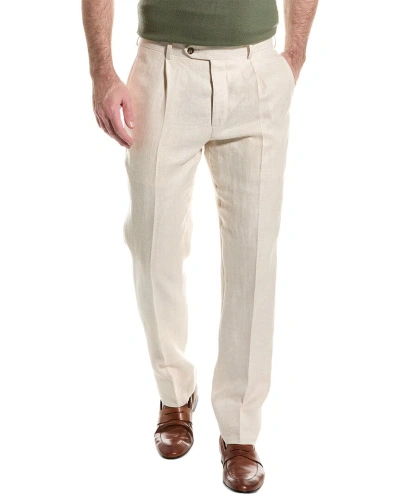 Brooks Brothers Pleated Linen Pant In Beige