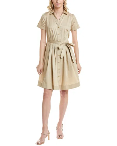 Brooks Brothers Pleated Shirtdress In Beige