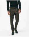 Brooks Brothers Pleated Side-tab Pants In Check Cotton Blend In Brown