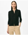Brooks Brothers Point Collar Cardigan In Merino Wool Sweater In Black