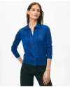 Brooks Brothers Point Collar Cardigan In Merino Wool Sweater In Medium Navy