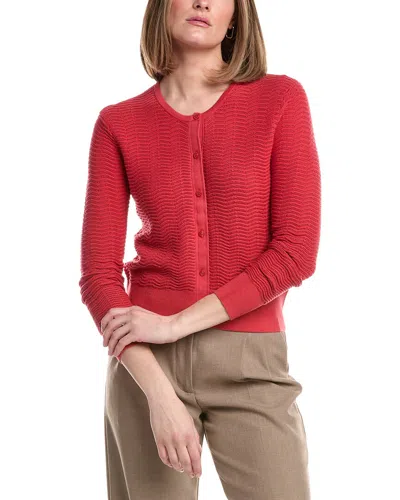 Brooks Brothers Pointelle Cropped Cardigan In Red