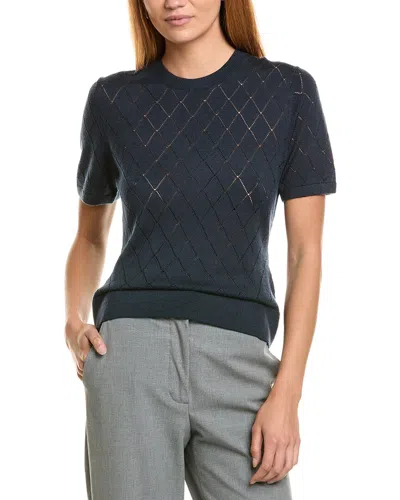 Brooks Brothers Pointelle Diamond Cardigan In Blue