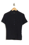 Brooks Brothers Pointelle Stitch Button-up Polo In Blue