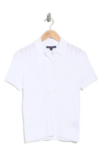 Brooks Brothers Pointelle Stitch Button-up Polo In White