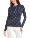 Brooks Brothers Polka Dot Long Sleeve Top In Blue