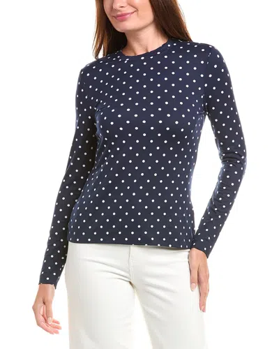 Brooks Brothers Polka Dot Long Sleeve Top In Blue
