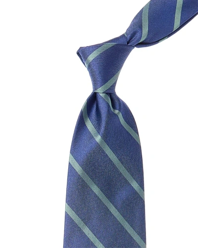Brooks Brothers Pop Aqua Twill Stripe Silk Tie In Blue
