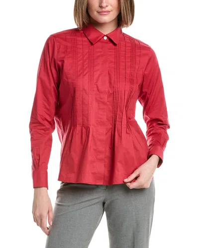 Brooks Brothers Poplin Placket Relaxed Blouse In Red