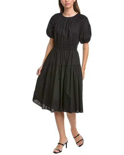 Brooks Brothers Poplin Smocked Dress In Black