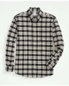 Brooks Brothers Portuguese Flannel Polo Button Down Collar, Plaid Shirt | Black/white | Size 2xl In Black/white