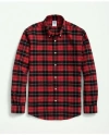 Brooks Brothers Big & Tall Portuguese Flannel Polo Button Down Collar, Plaid Shirt In Red