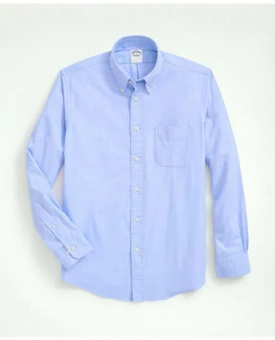 Brooks Brothers Portuguese Flannel Polo Button Down Collar Shirt In Light Blue