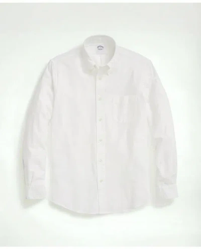 Brooks Brothers Portuguese Flannel Polo Button Down Collar Shirt | White | Size Large