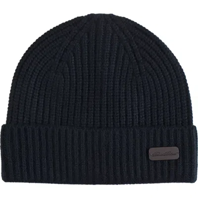 Brooks Brothers Pure Cashmere Rib Cuffed Beanie In Black