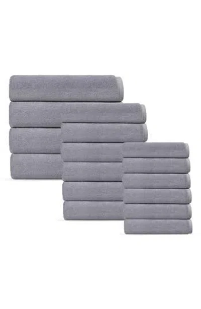 Brooks Brothers Puresoft 16-piece Turkish Cotton Towels Set In Grey