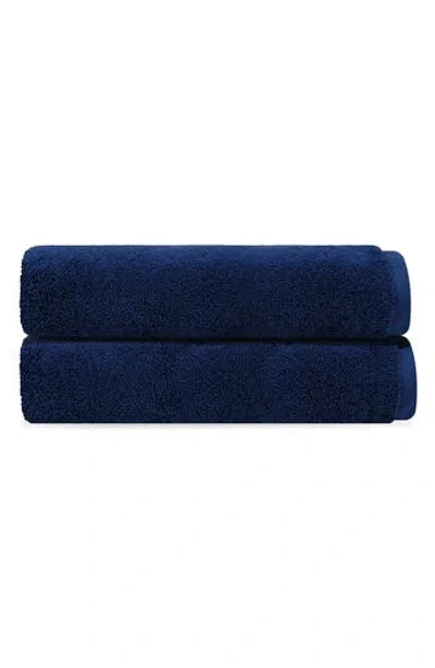 Brooks Brothers Puresoft 2-piece Turkish Cotton Bath Sheet In Navy