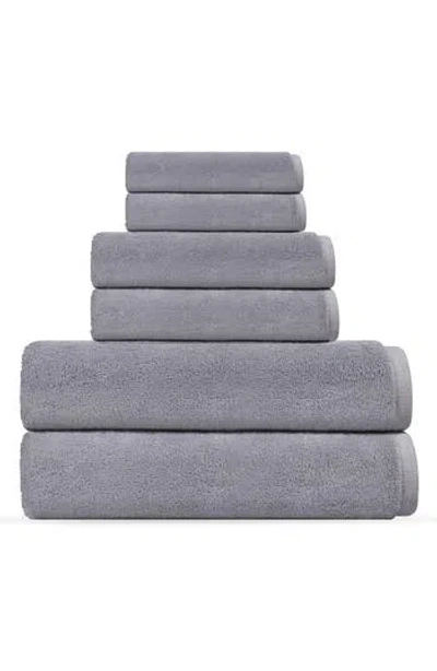Brooks Brothers Puresoft 6-piece Turkish Towel Set In Silver