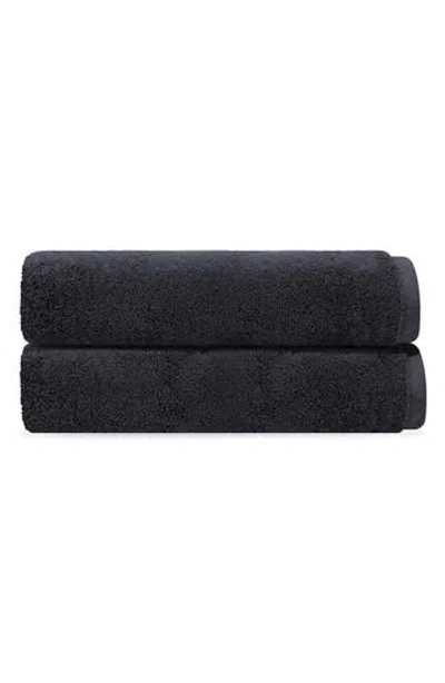 Brooks Brothers Puresoft Set Of 2 Turkish Cotton Bath Towels In Anthracite
