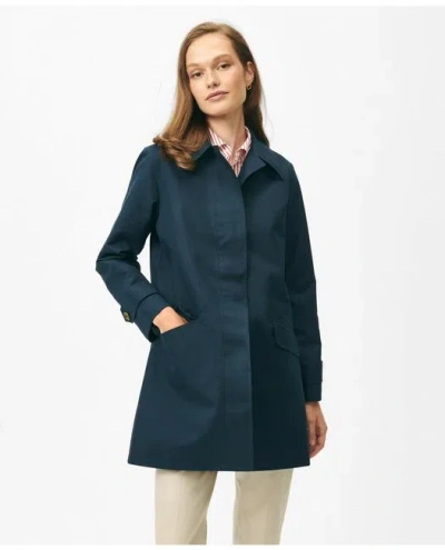 Brooks Brothers Raincoat In Water-resistant Bonded Twill In Navy