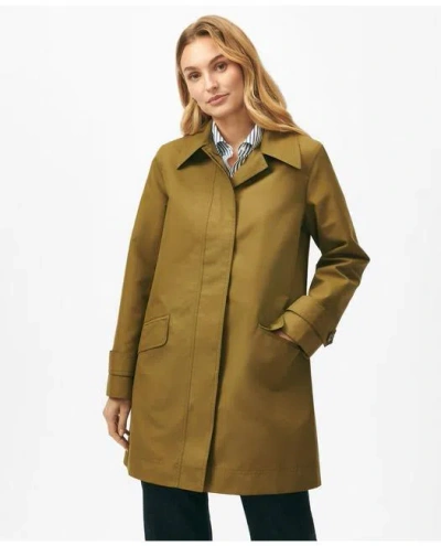 Brooks Brothers Raincoat In Water-resistant Bonded Twill In Olive