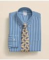 Brooks Brothers Regenerative Supima Cotton Polo Button Down Collar, Candy Stripe Dress Shirt In Bright Blue