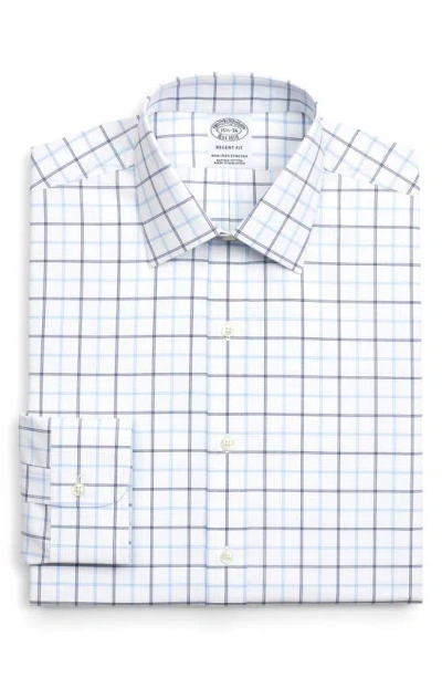 Brooks Brothers Regent Fit Check Non-iron Supima® Cotton Dress Shirt In Blue