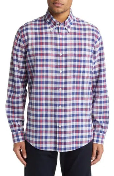Brooks Brothers Regent Fit Plaid Madras Button-down Shirt In White/navy/red