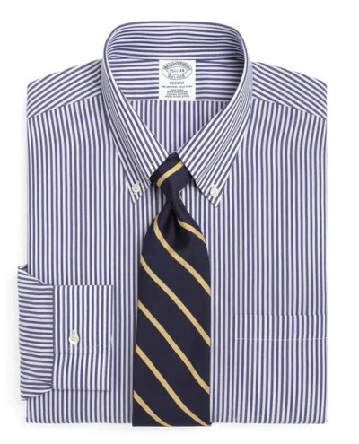 Brooks Brothers Regent Regular-fit Dress Shirt, Non-iron Bengal Stripe | Blue/white | Size 17½ 34 In Blue,white