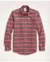 Brooks Brothers Regent Regular-fit Irish Linen Faded Tartan Shirt In Red