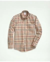 Brooks Brothers Big & Tall Stretch Supima Cotton Non-iron Twill Polo Button-down Collar Tartan Shirt | Khaki | Size
