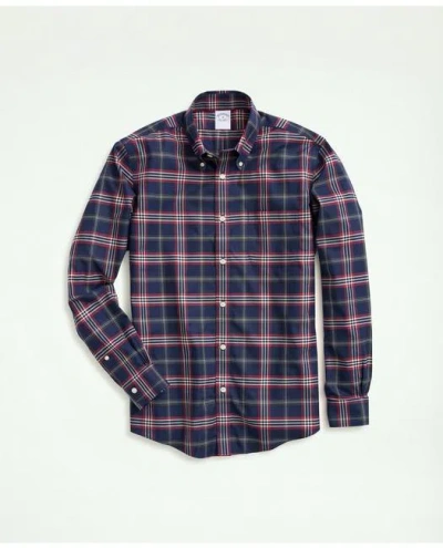 Brooks Brothers Regent Regular-fit Non-iron Stretch Twill Tartan Shirt In Navy